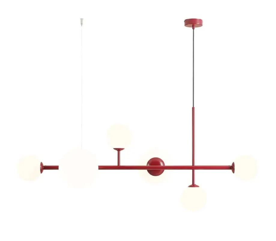 Tani Aldex Lampa wisząca metalowa czerwona 6-punktowa 1092K15 z serii DIONE